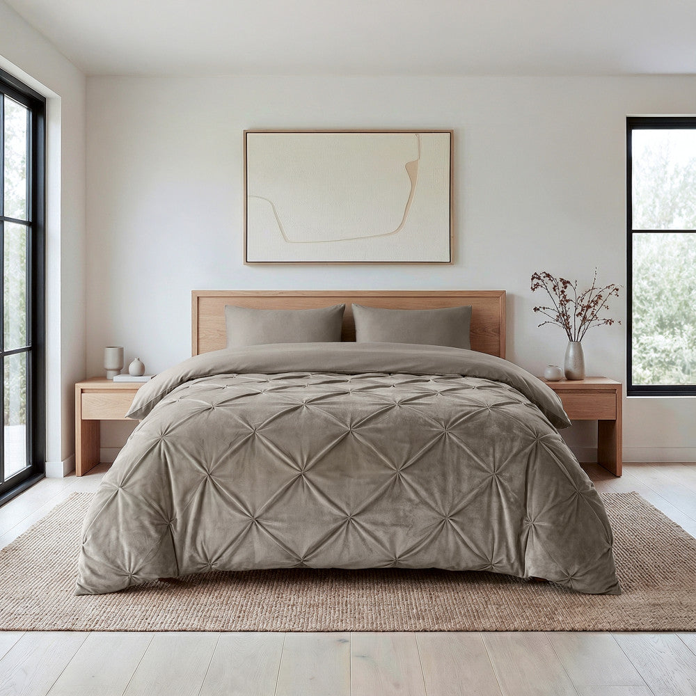 Lazy dekbed Velvet Pintuck Zand