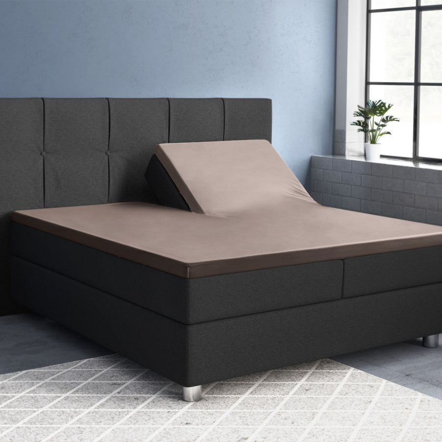 Splittopper Satijn Hoeslaken Taupe