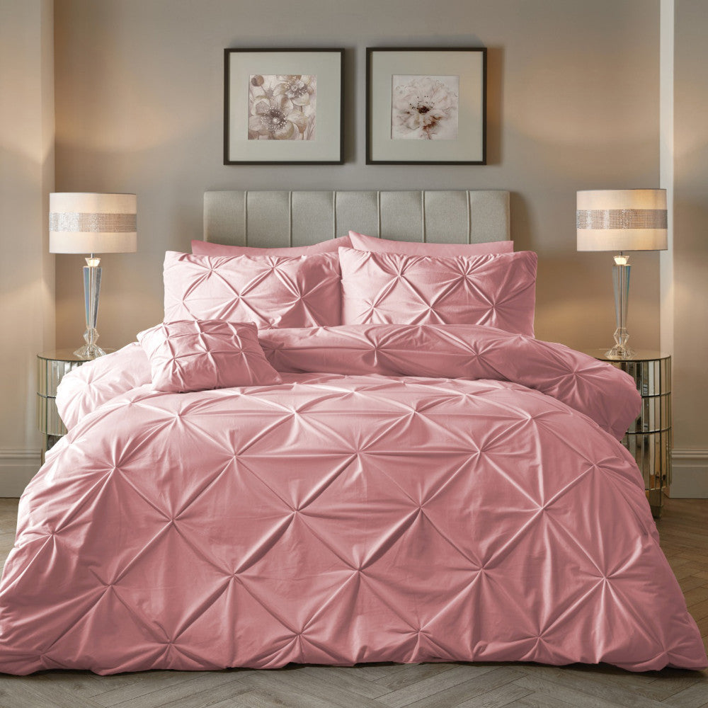 Velvet Pintuck Roze dekbedovertrek