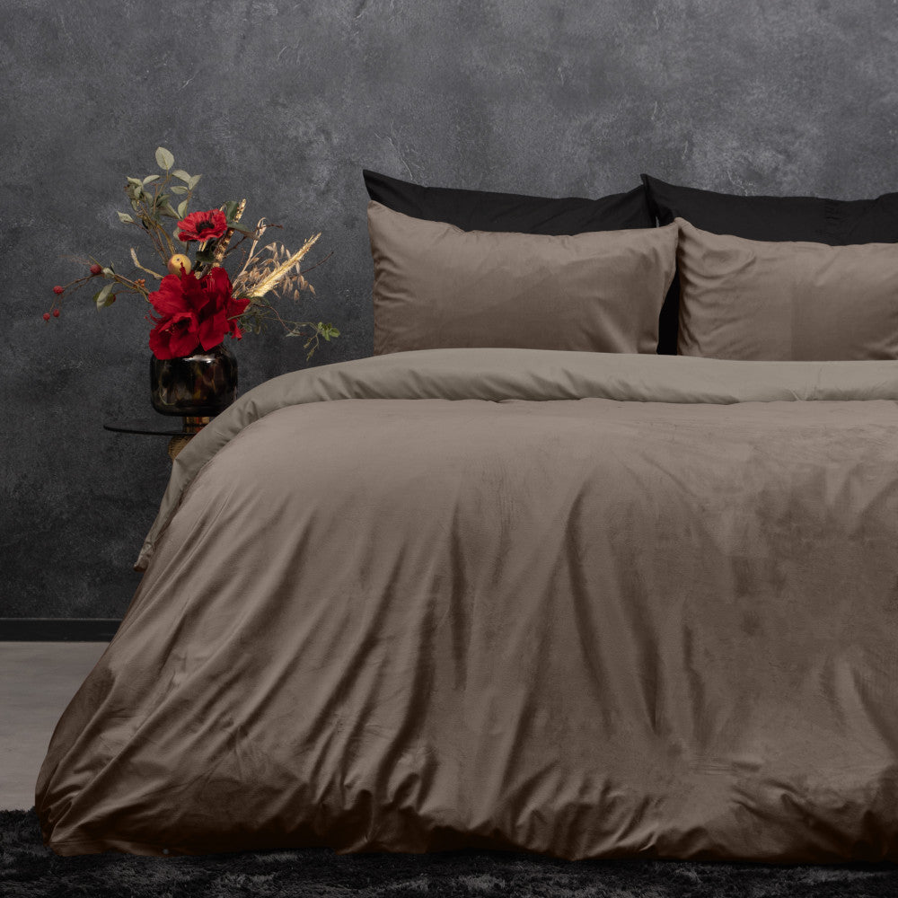 Velvet Uni dekbedovertrek Taupe